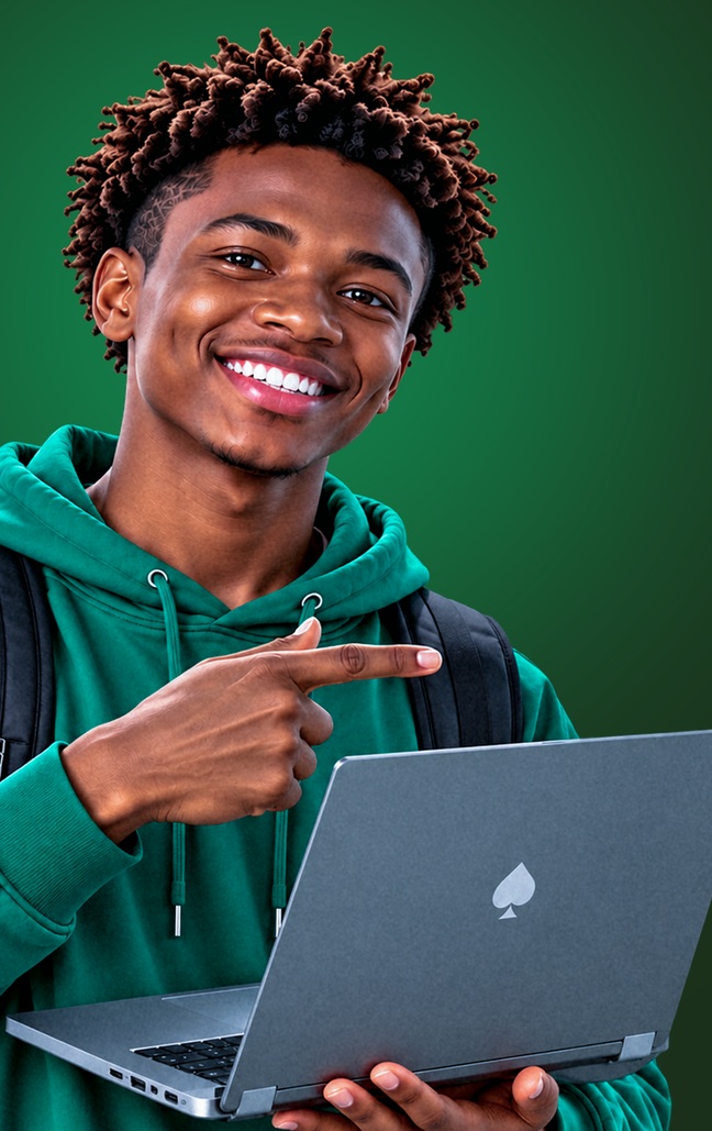 Étudiant béninois présentant le programme